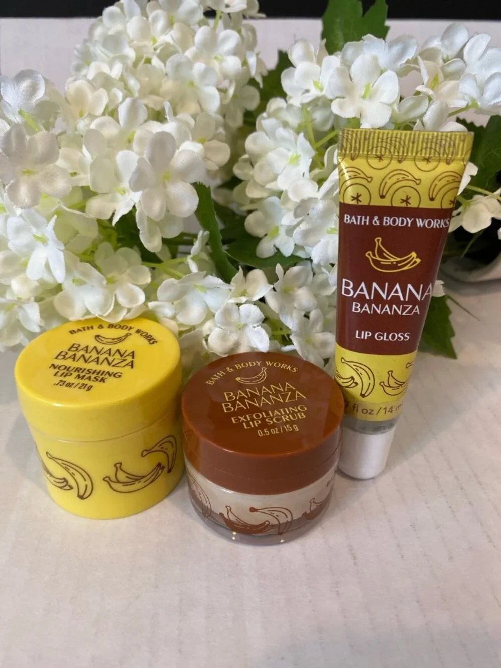 Bath & Body Works “Banana Bonanza” Lip Gloss, Lip Mask & Lip Scrub